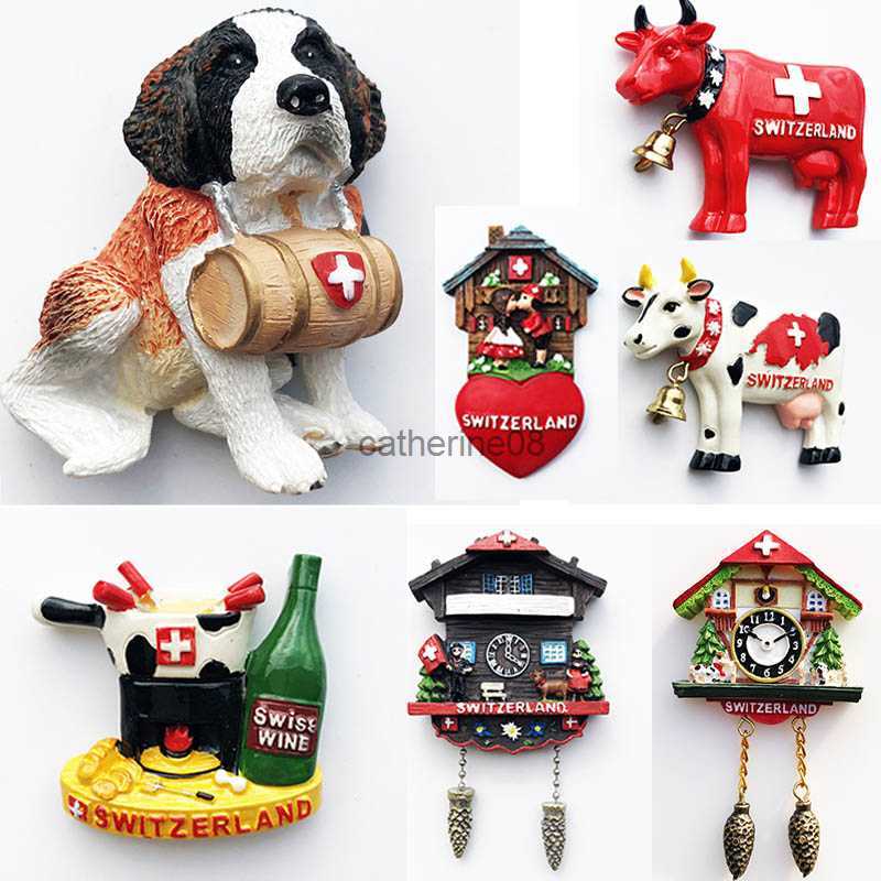 

Switzerland Fridge Magnets Swiss Lovely Wooden House Cuckoo Clock Alpine Magnetick Refrigerator Stickers Souvenir Travel Gift L230621
