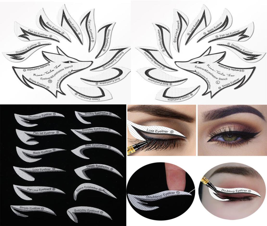 

24 Pcs Eyeliner Stencils Eye Makeup Template Stickers Card 12 Styles NonWoven Eyeliner Eyeshadow 3 Minute Shaping Tools9447038, White