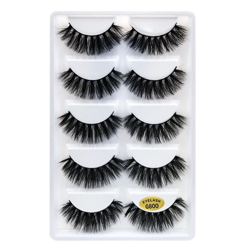

Whole 3D Mink False Eyelashes 5 Pairs of Soft Natural Long Thick Crisscross Winged Lashes G800 No Fall Off Coloris Makeup Beau4860610