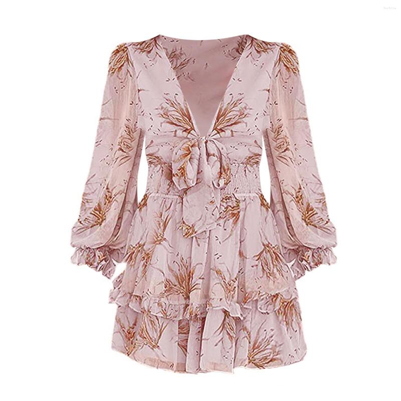 

Casual Dresses Women's Summer Knee Length Mini Print Pleated Dress, Pink