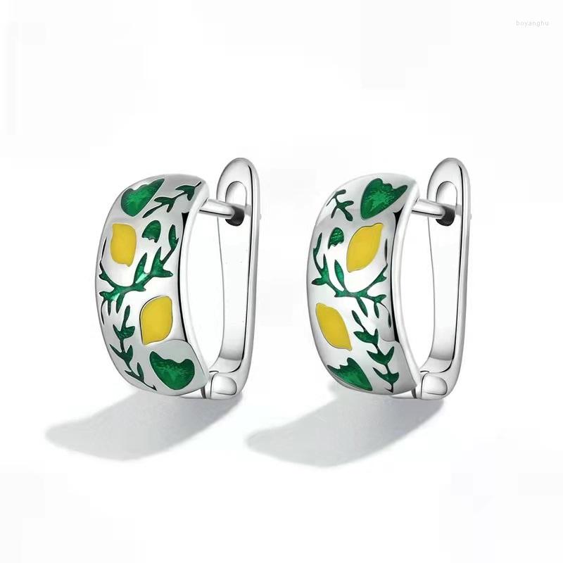 

Stud Earrings 2023 Simple Fashion Drop Oil Green Leaves And Flowers Gift