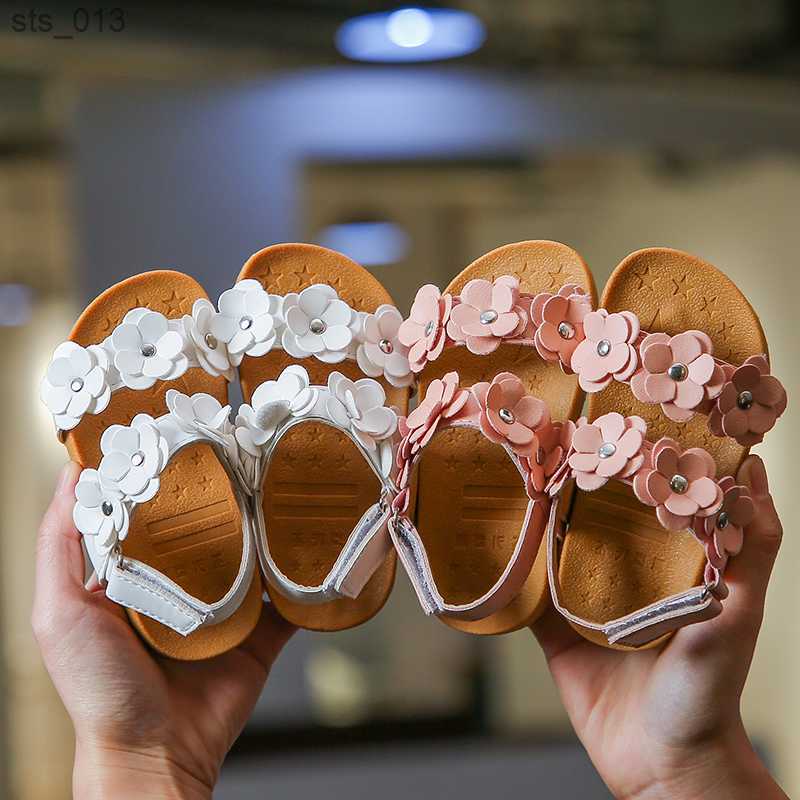 

Baby Girl Medium Kids Sandals With Florals Sweet Princess Soft Quality Children's Beach Sandals For Girls Size 21-30 L230518, White