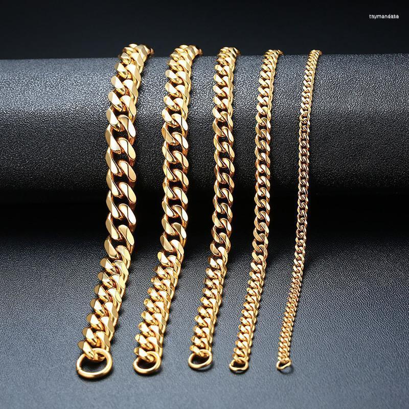 

Link Bracelets Chain KOtik Basic 3/5/7/9/11mm Wide Curb Cuban For Men Women Jewelry Anti Allergy Stainless Steel Wristband GiftLink Raym22