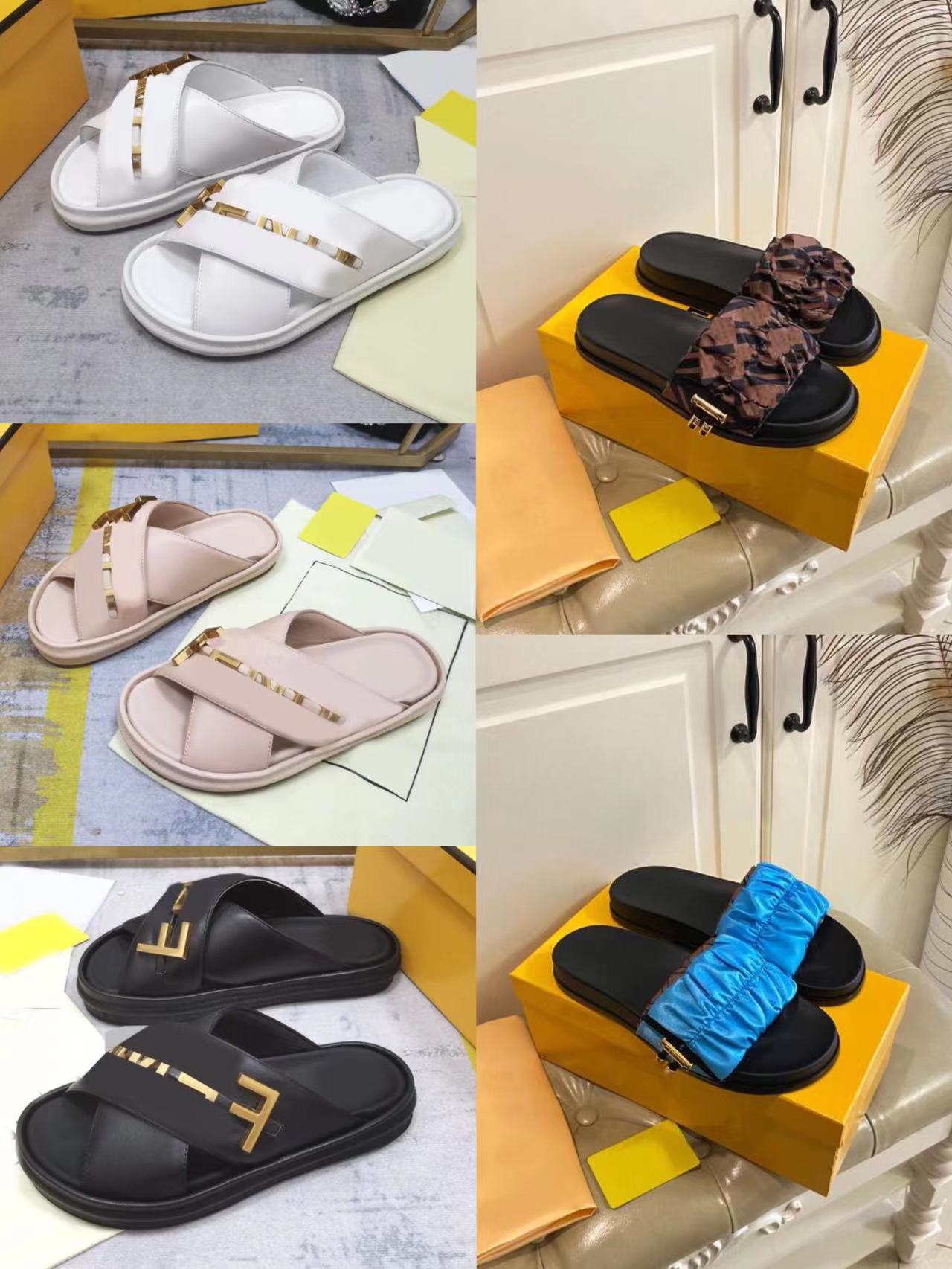 

Designer Luxury Flat Sandals Summer Beach Women Slippers Colorful Letter Ladies Flip Flops Leather Sandal, Color15