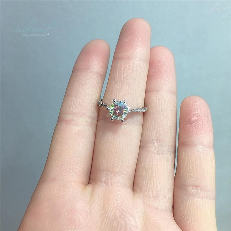 

Cluster Rings Inbeaut Classic 6 925 Silver 1 Ct Round Excellent Cut Pass Diamond Test Candy Color Moissanite Ring For Women Fine