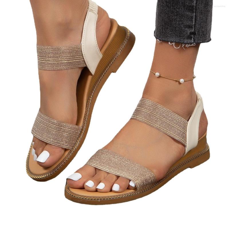 

Sandals Women Tendon Soft Bottom Buckle Shoes Khaik Belt Comfortable HYCM, Khaki