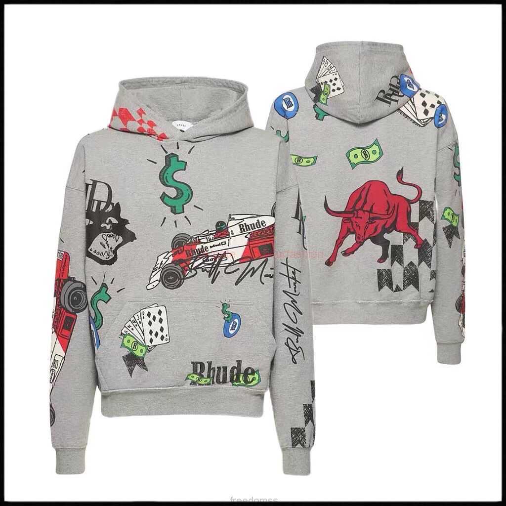 

Designer Clothing Mens Sweatshirts Hoodies Rhude Doodle Hoodle Handpainted Graffiti by the Manager High Street Men Womens Hoodies Trendy Autumn Winter Fashion Str, Shipping fee