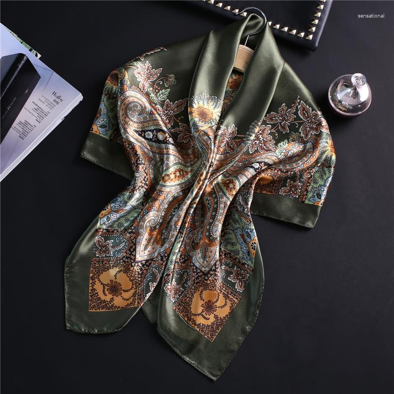 

Scarves Fashion Women 2023 Print Satin Silk Scarf Female Square Shawl Bandana Head Large Hijab Scarfs For Ladies 90x90cm