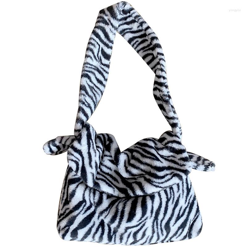

Evening Bags 2023 Bag Winter High Capacity Canvas Side Backpack Women Zebra Pattern Plush One Shoulder Crossbody, Plush zebra - small