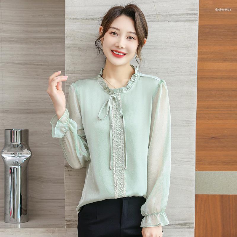 

Women's Blouses Women's 2023 Elegant And Youth Woman Middle-Aged Mother Fashion Pure Colour Chiffon Long-Sleeved Pullover Shirts, Pink