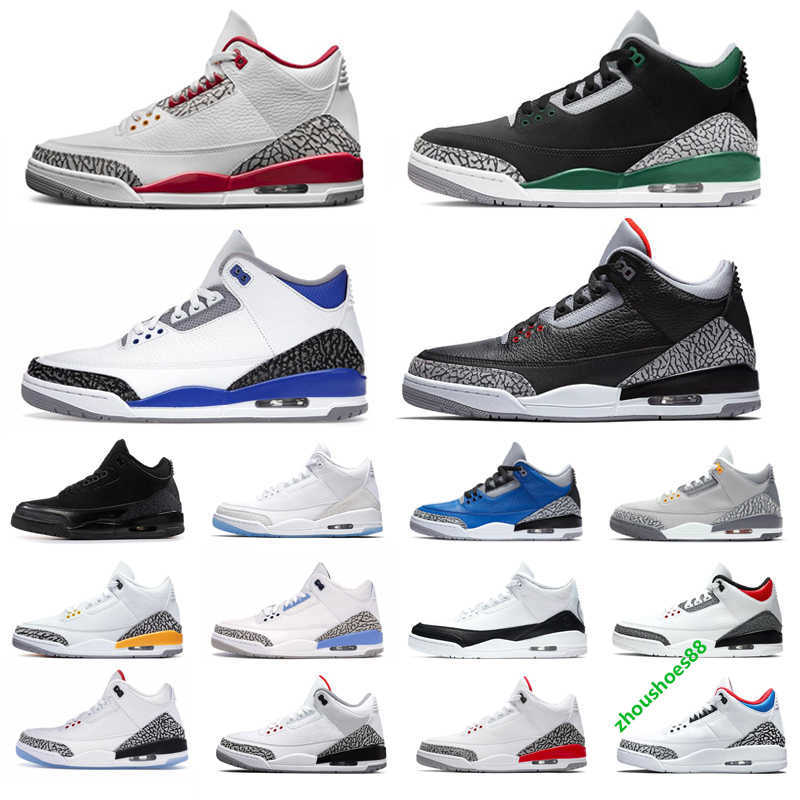 

men 2023 basketball shoes 3s jumpman 3 Cardinal Red Pine Green Racer Blue Medium Grey Black Cement outdoor mens trainers sports sneakers, Black cat