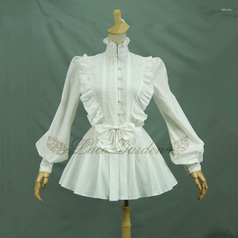 

Women's Blouses 2023 Fashion Black And White Cotton Shirts For Women Long Lantern Sleeve Royal Tops With Bow XS