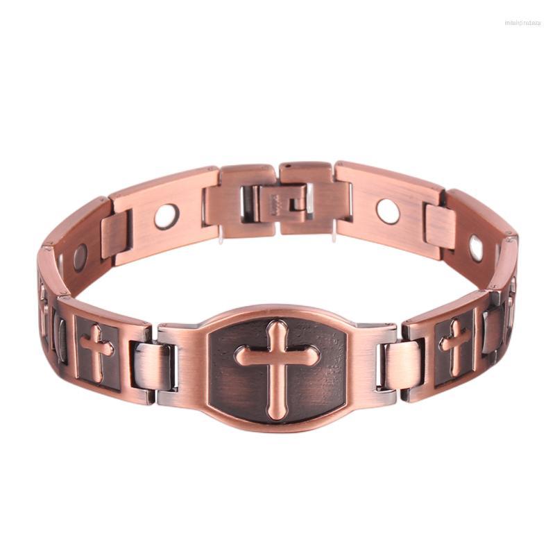

Bangle Mens Magnetic Therapy Bracelet Copper Chain Health Energy Bracelets & Bangles For Arthritis Pattern Wristband Cross Jewelry