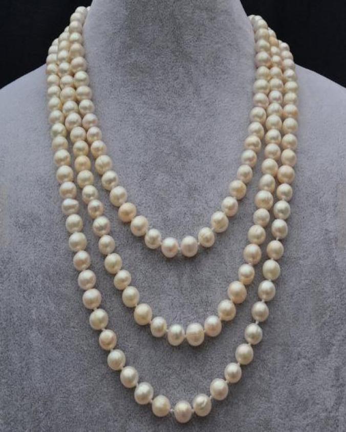 

New Arriver White Pearl Jewellery72 inches 78mm Genuine Freshwater Pearl Necklace7890582