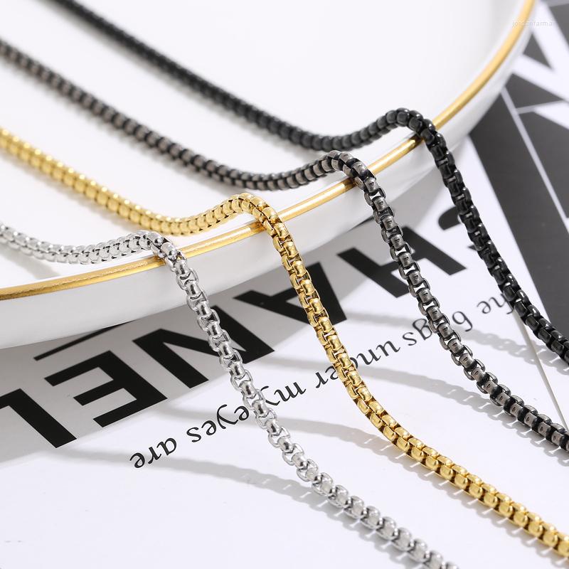 

Chains 2023 Long Stainless Steel Link Chain Choker Necklaces Classic Square Gold Black Silver Color Party Necklace For Men Gift Jewelry