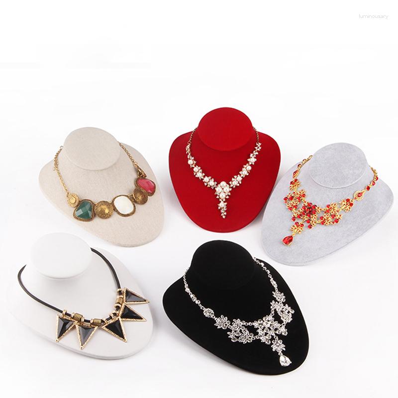 

Jewelry Pouches Leather/Velvet Mannequin Necklace Pendant Display Holder Neck Bust Stand Showcase Show Decorate