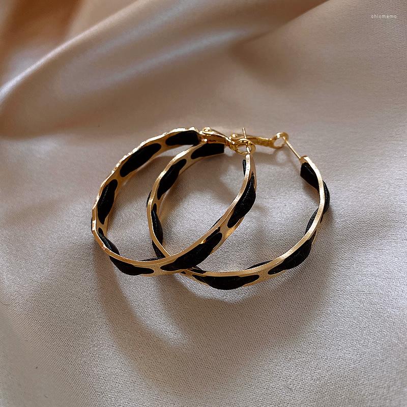 

Stud Earrings Classic Black Leather Hip Hop For Women's Fashion Jewelry Christmas Party Sexy Girl's Unusual