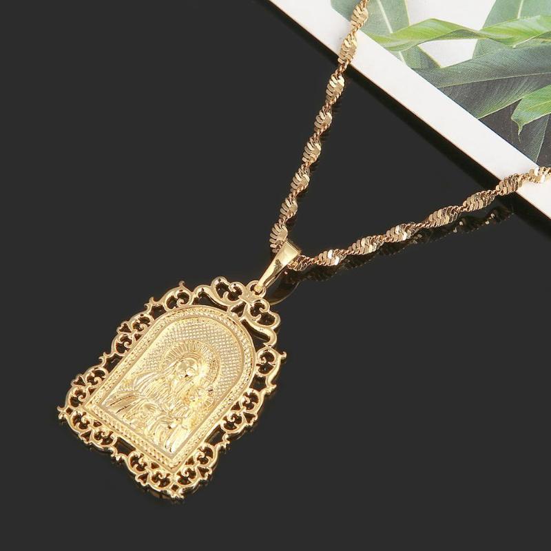 

Pendant Necklaces Gold Color Virgin Mary Necklace Religious Jewelry For Women Men