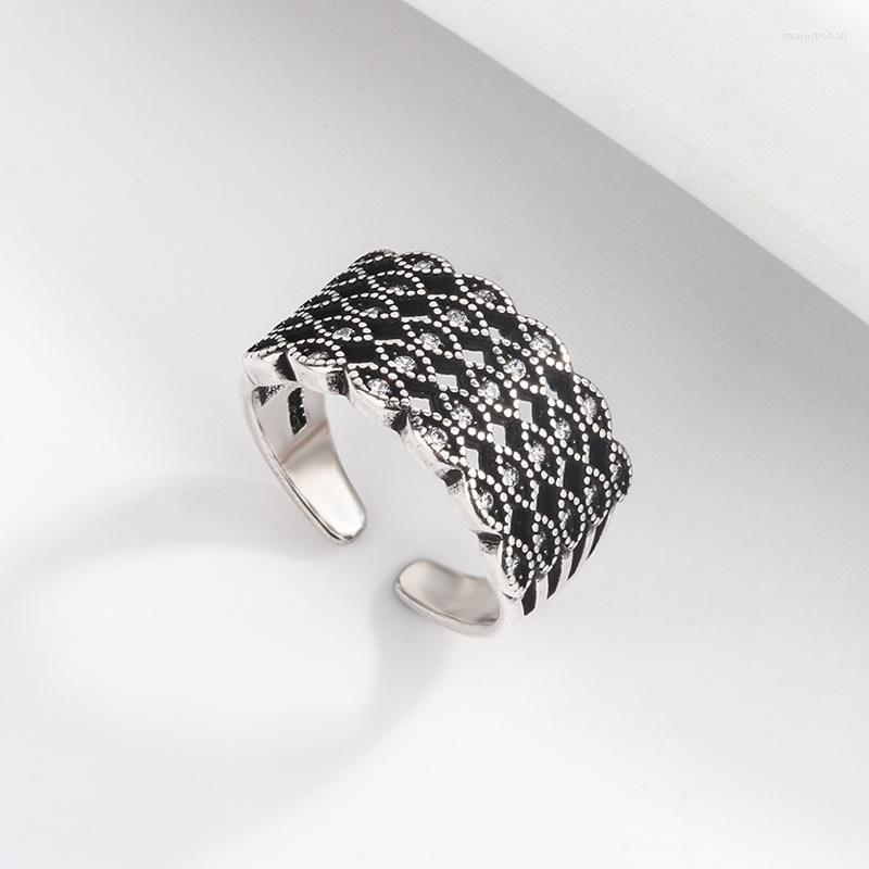 

Wedding Rings Personality Simple Big Crystal Open Ring Geometric Finger For Women Gothic Punk Jewelry Gifts