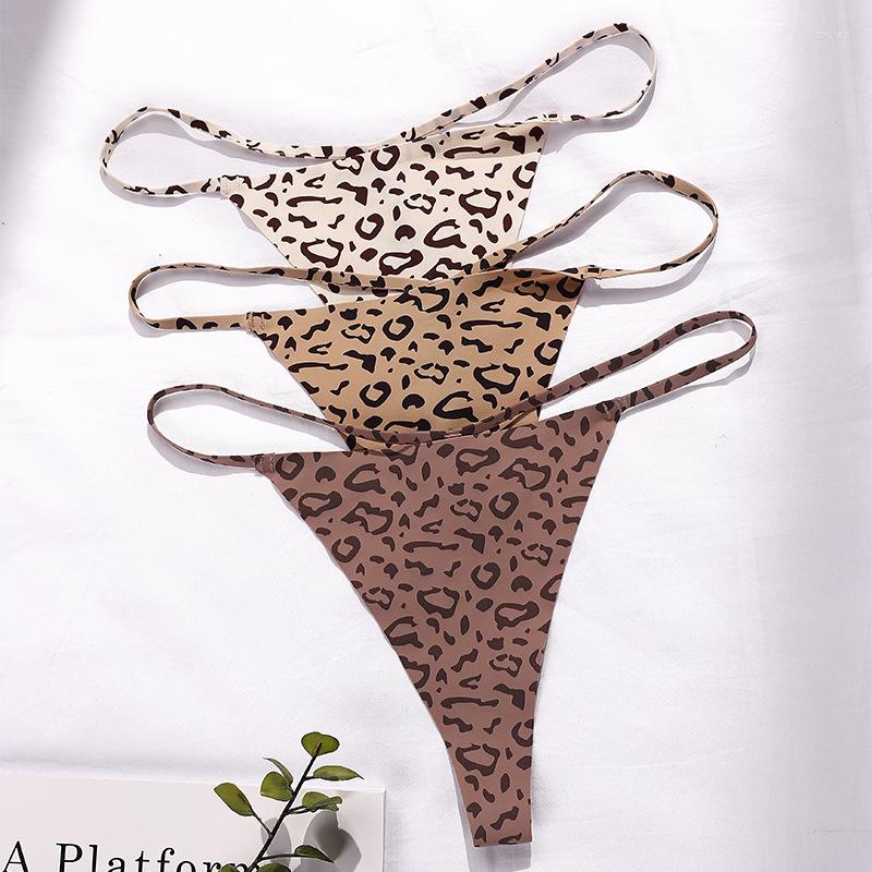 

Women' Panties European And American Sexy Leopard Thong Lady Thin Belt Low Waist Temptation Elastic Appeal T-briefs