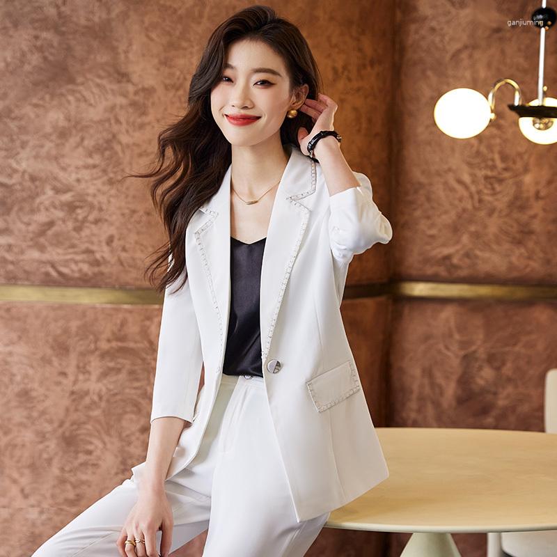 

Women' Two Piece Pants Spring Summer Formal Pantsuits Ladies Office Business Work Wear Professional Blazers Trousers Set Half Sleeve OL, Black blazer coat
