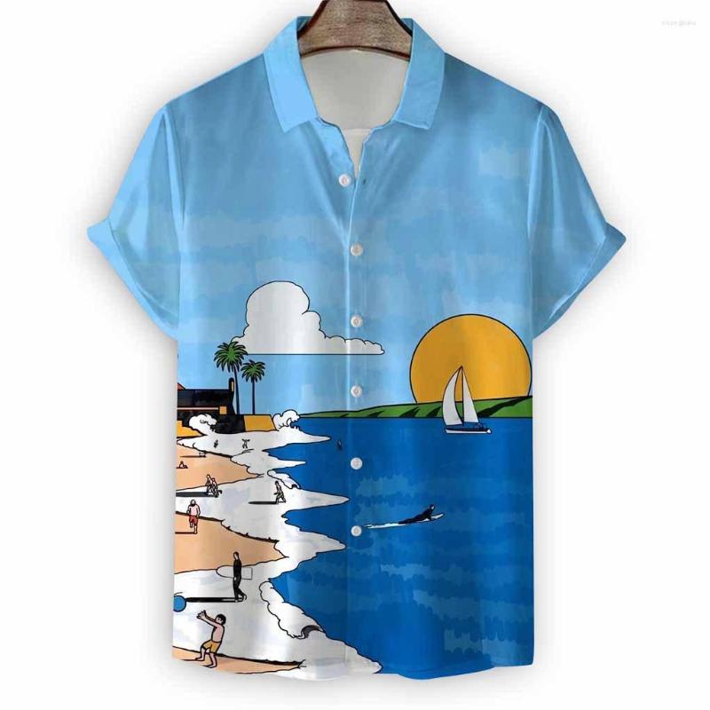 

Men' Casual Shirts 2023 Men' Summer Seaside Hawaiian Style Printed Short Sleeve Shirt, Cs-x767