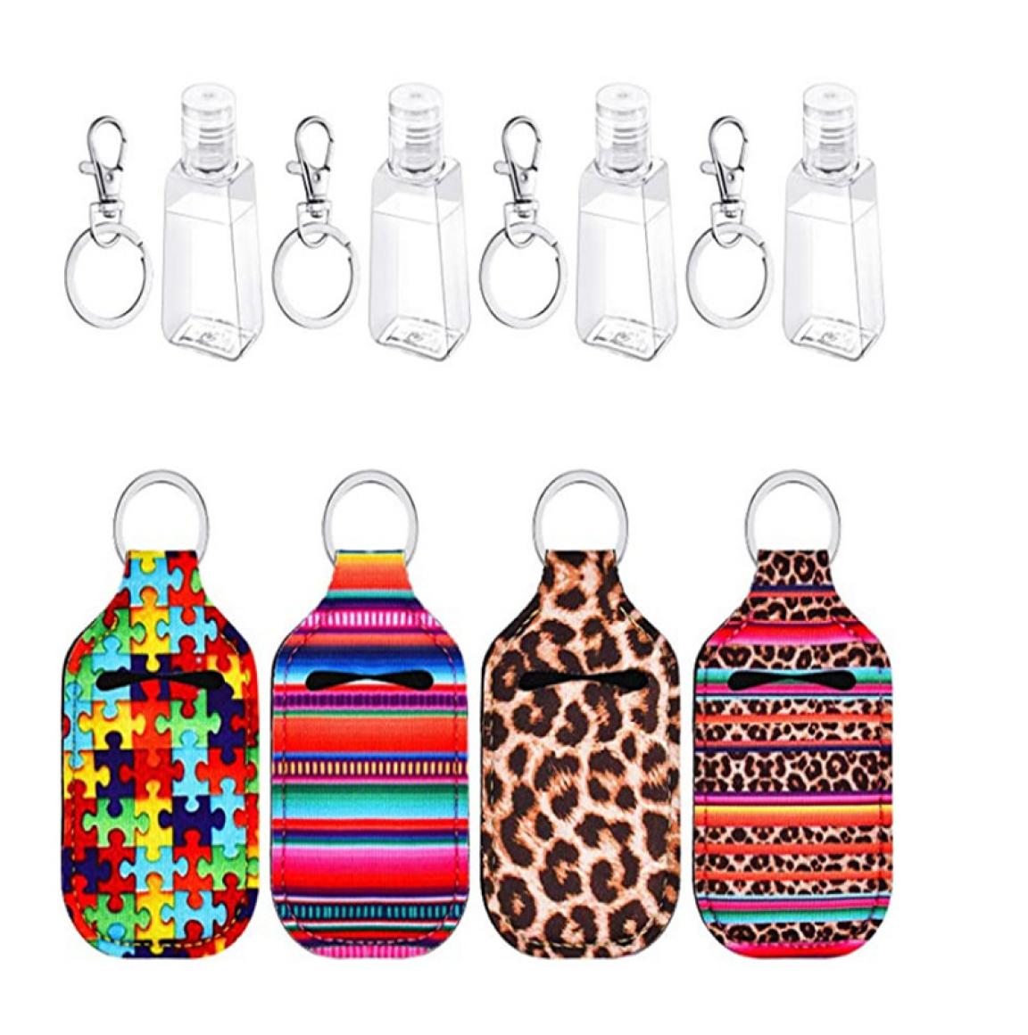 

New Neoprene Keychain 30ML Hand Sanitizer Bottle Holder Bags Lipstick Holder Perfume Container Hand Soap Bottle Holder Key Chain A5731639