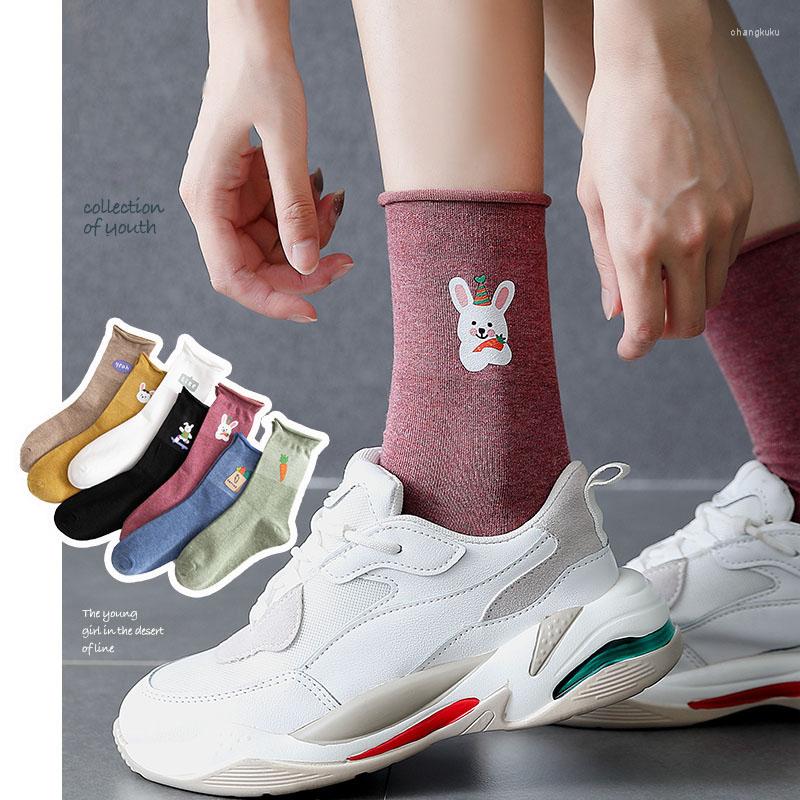 

Women Socks The Cotton Personality Stamping Female Middle Tube Cartoon Retro Style Student