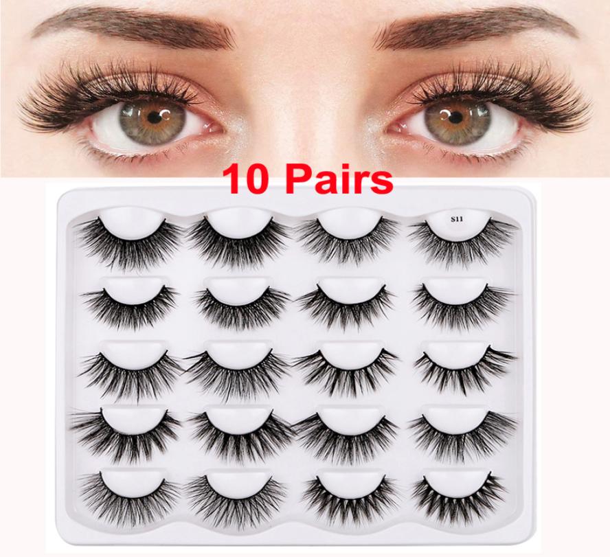 

3D False Eyelashes Handmade Faux Mink Lashes lightweight soft 10 Styles Dramatic Volume Thick Natural Eyelash Wispy Fluffy Eye Mak9074951