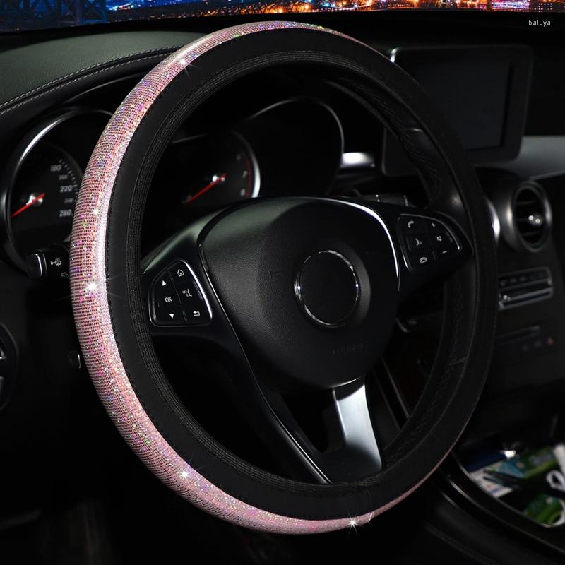 

Steering Wheel Covers Car Cover Elastic Universal Diamond BlingBling Four Seasons Crystal Woman Styling Interior Accessories