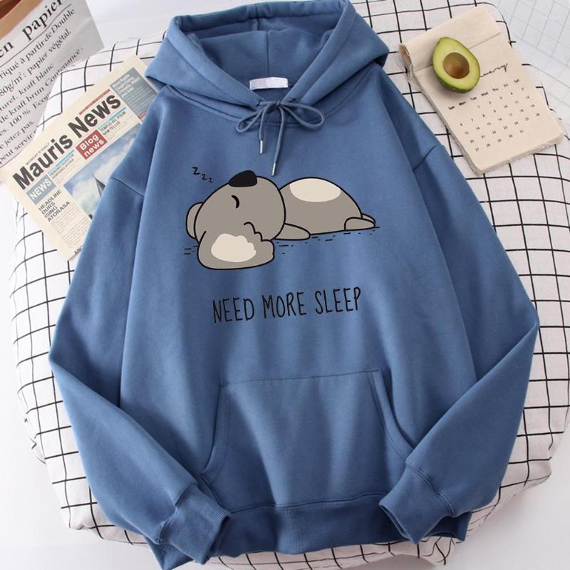 

Men' Hoodies Need More Sleep Cartoons Bear Printing Clothing Man Casual Designer Hoodie Daily Quality Clothes Fashion Graphics Classic, White