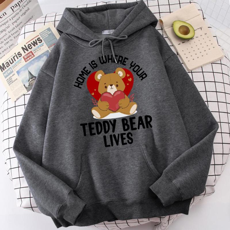 

Men's Hoodies Home Is Where Your Teddy Bear Lives Men'S Funny Hooded Sweatshirt Novelty Oversized Tops Harajuku Hat Rope Hoodie Mens, Blue