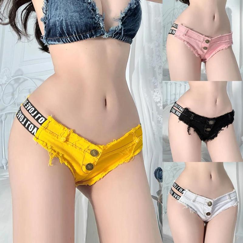 

Women's Shorts Fashion Women Summer Beach Vacation Denim Low Waist Mini Jeans Girl Party Gift Nightclub Dance Briefs, Yellow