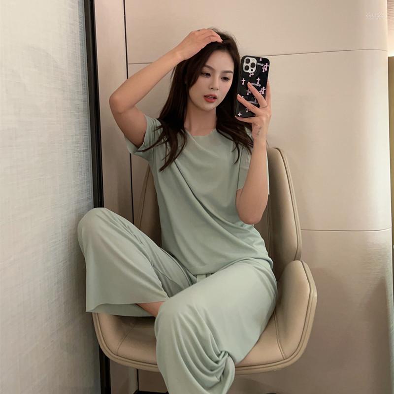 

Women's Sleepwear Summer Pajama Set For Women's Homewear Silk Pajamas 2 Piece Short Sleeved Matching House Clothing Women Underwear, Yellow short