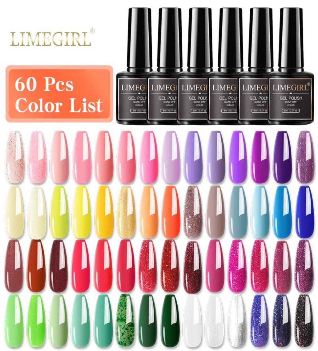 

Nail Art Kits Limegirl Multiple Colour Gel Polish Set 80 Colors Semi Permanent UV Led Varnish Soak Off Lacquers Base Top Coat2763547