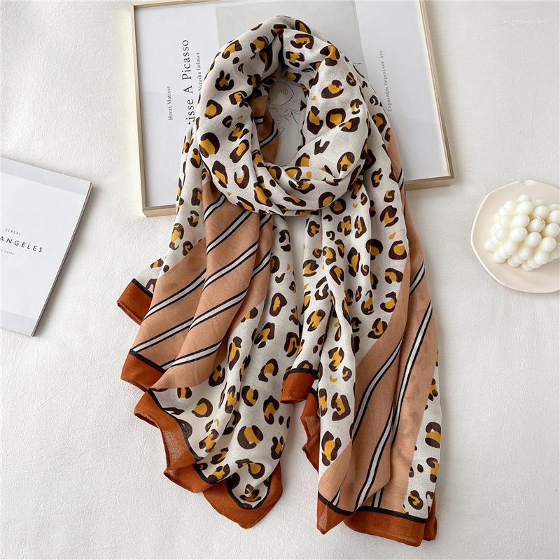 

Scarves 2023 Leopard Print Cotton Scarf Women Hijab Shawl Wrap Design Pashmina Bufanda Beach Stoles Foulard Female Autumn And Winter