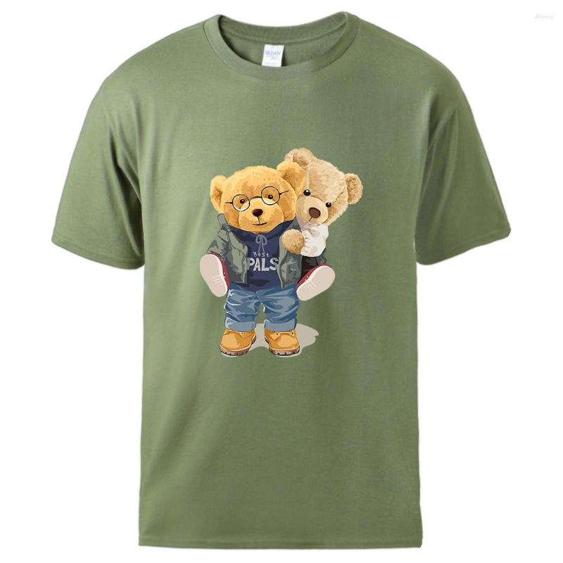 

Men' T Shirts We Are Friends Teddy Bear Printed Shirt Men Fitness Cotton Tee Soft Comfortable Clothes Colorful Harajuku Tshirt, Blue