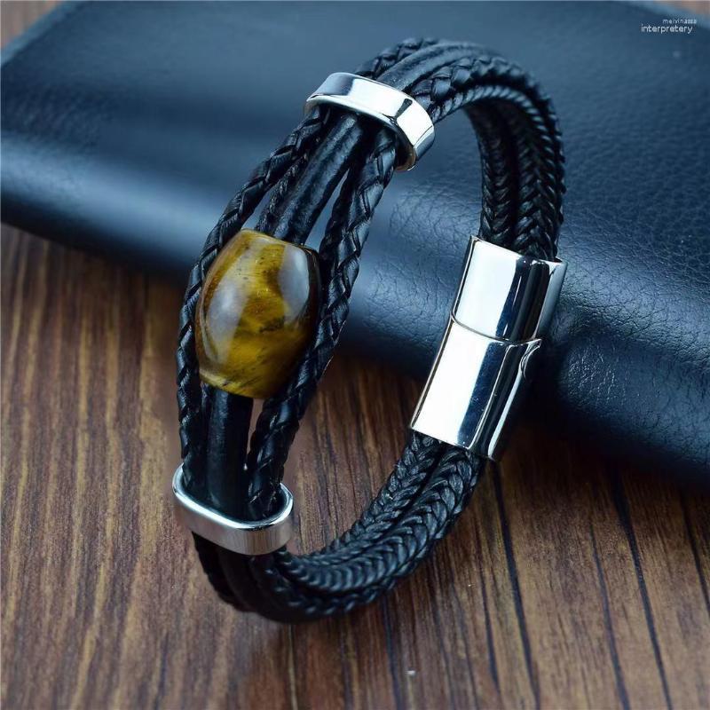

Bangle Crossborder Natural Stone Tiger's Eye Bracelet Men's Stainless Steel 8 Choices