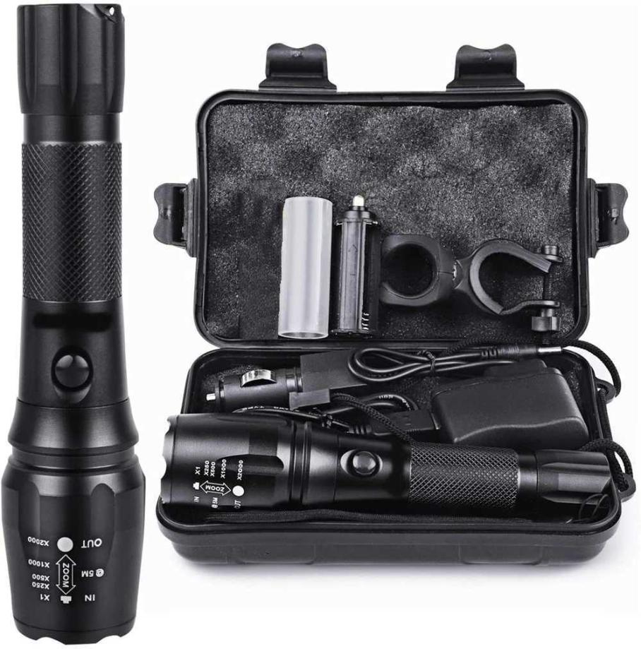 

15000LM Super Powerful LED Flashlight Rechargeable Tactical Torch 5 Modes Zoomable Bicycle Light For Camping Outdoor Hiking 2106083495769, Black