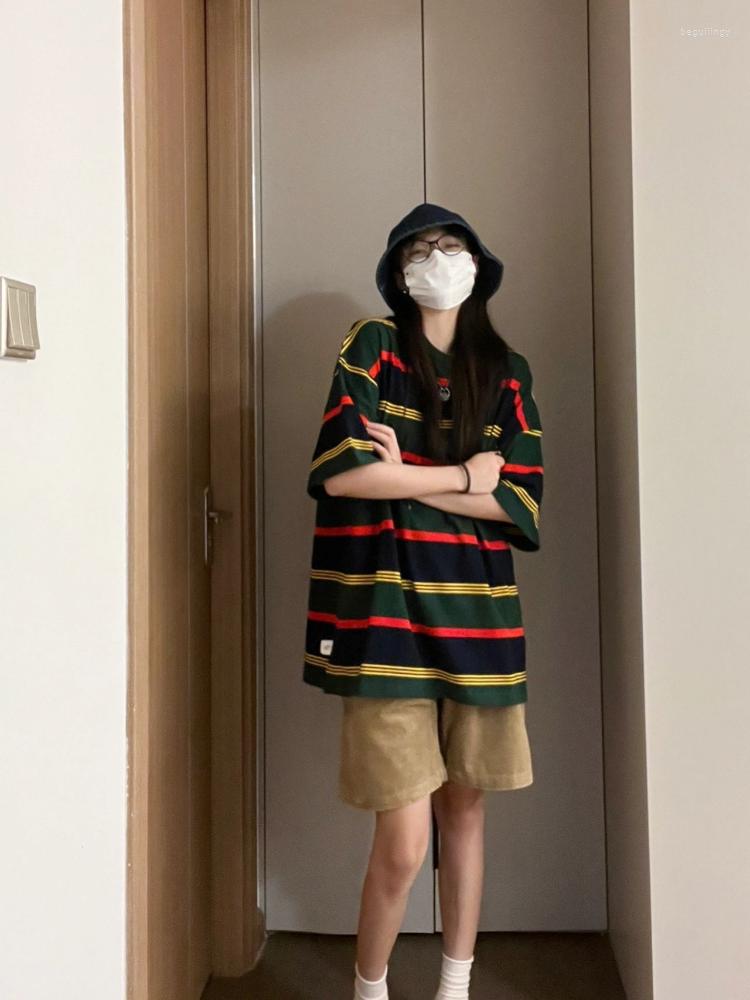 

Women' Tracksuits NiceMix Women Shorts T-Shirt Set Korean Casual Age Reduction Temperament Oversize Striped Pullover Simple Versatile Solid, Picture color