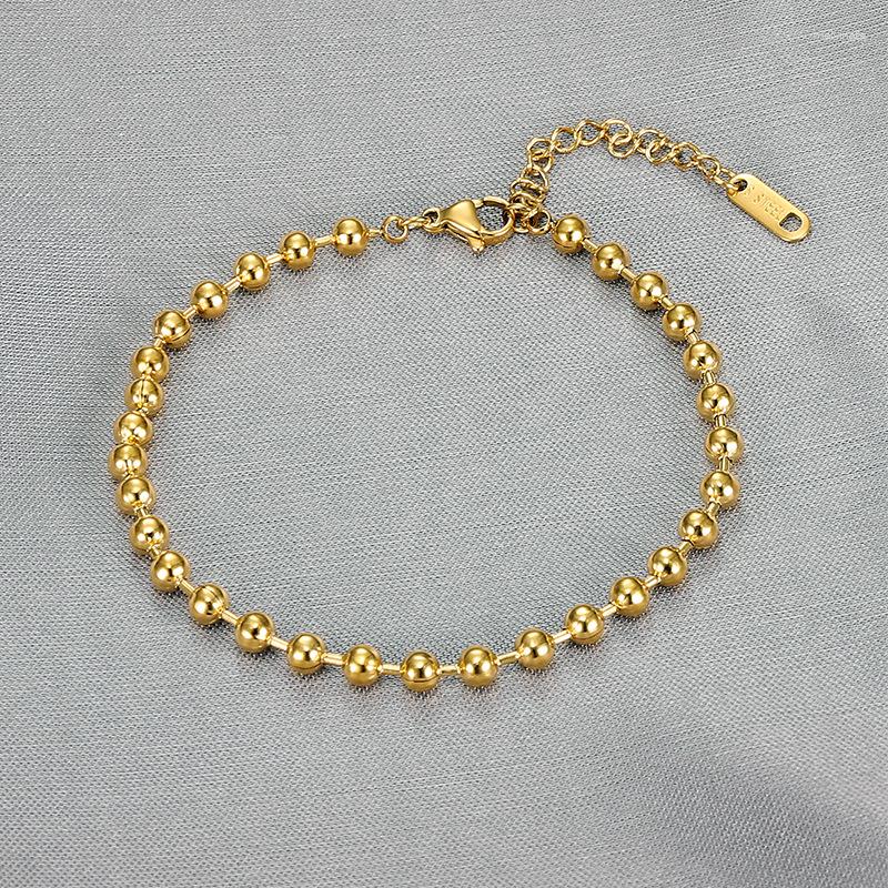 

Link Bracelets Beautiful Fashion Elegant Gold Color Stainless Steel Beads Chain Women Lady Cute Bracelet High Quality Gorgeous Jewelry