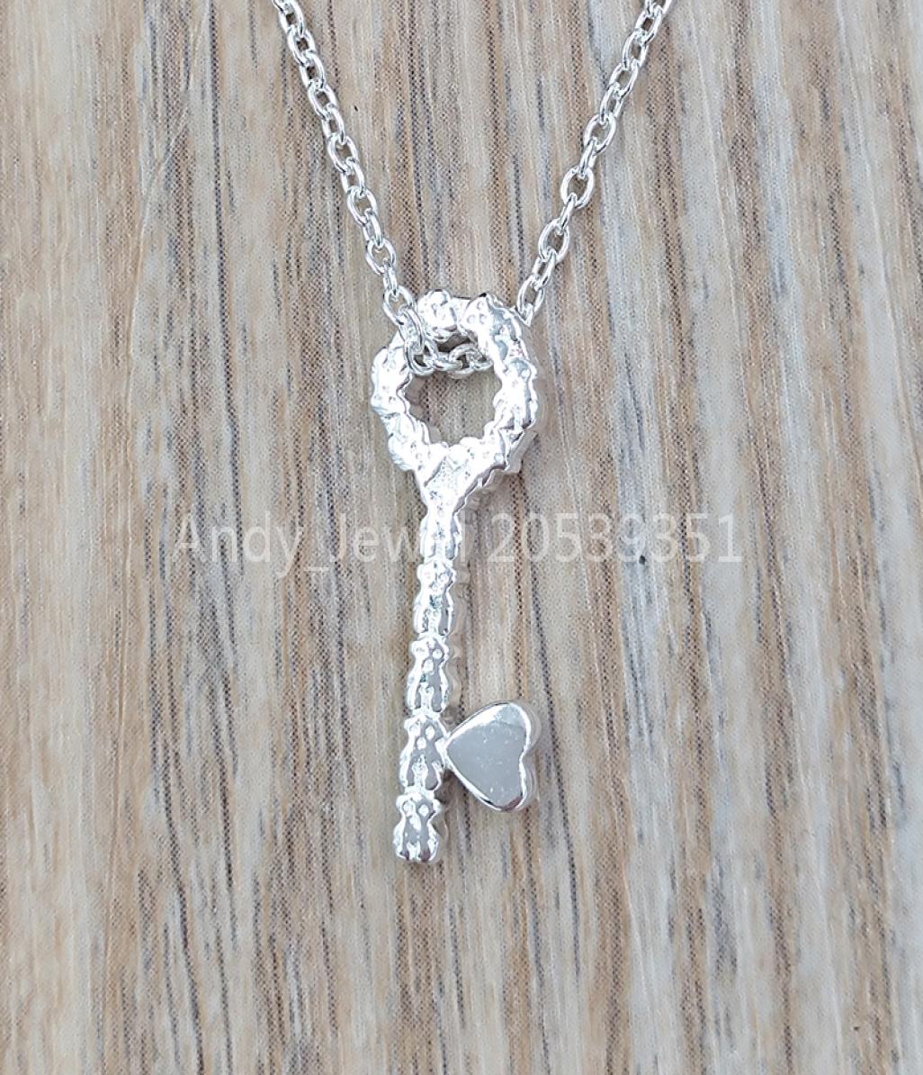 

Collar San Valentien Lave De Plata Pendant Necklaces Authentic 925 Sterling Silver pendants Fits European bear Jewelry Style Gift 9542835