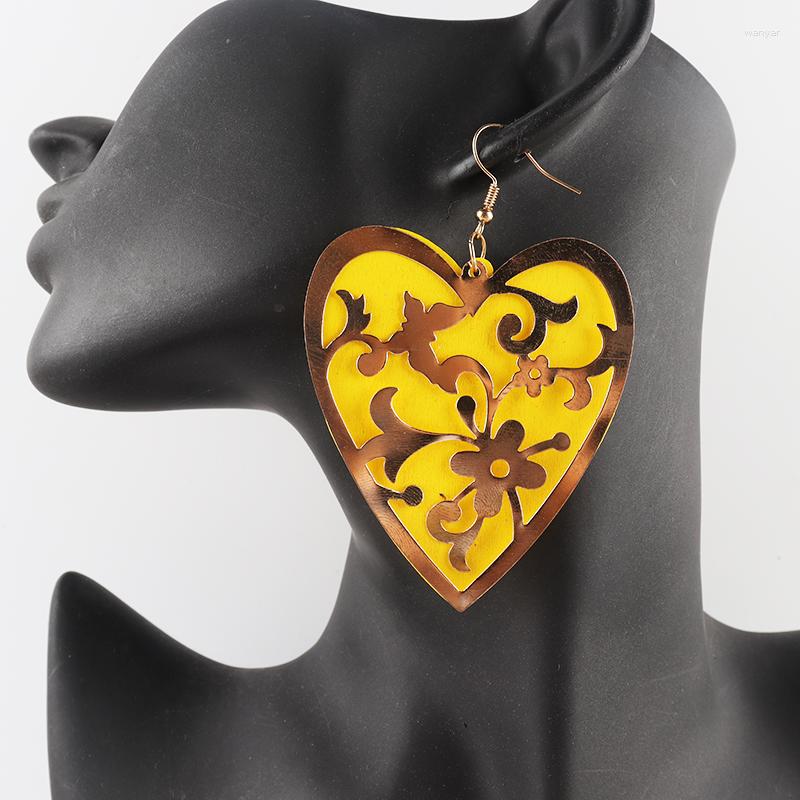 

Dangle Earrings !2023 Wholesale Price Good Quality Wood Heart Metal Wooden