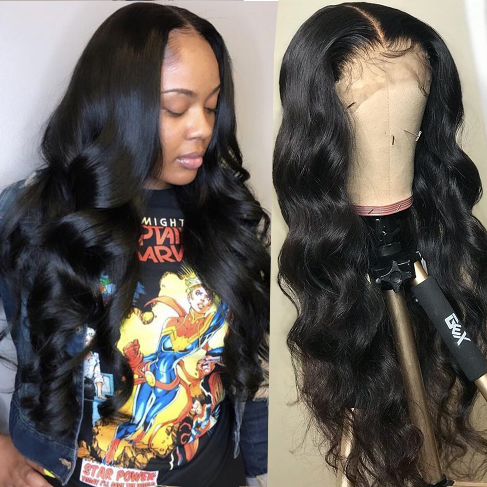 

Body Wave Lace Human Hair Wigs Pre-Plucked 13*4*1 T Part Lace Wigs Human Hair Remy Frontal Wig For Black Women, Natural color