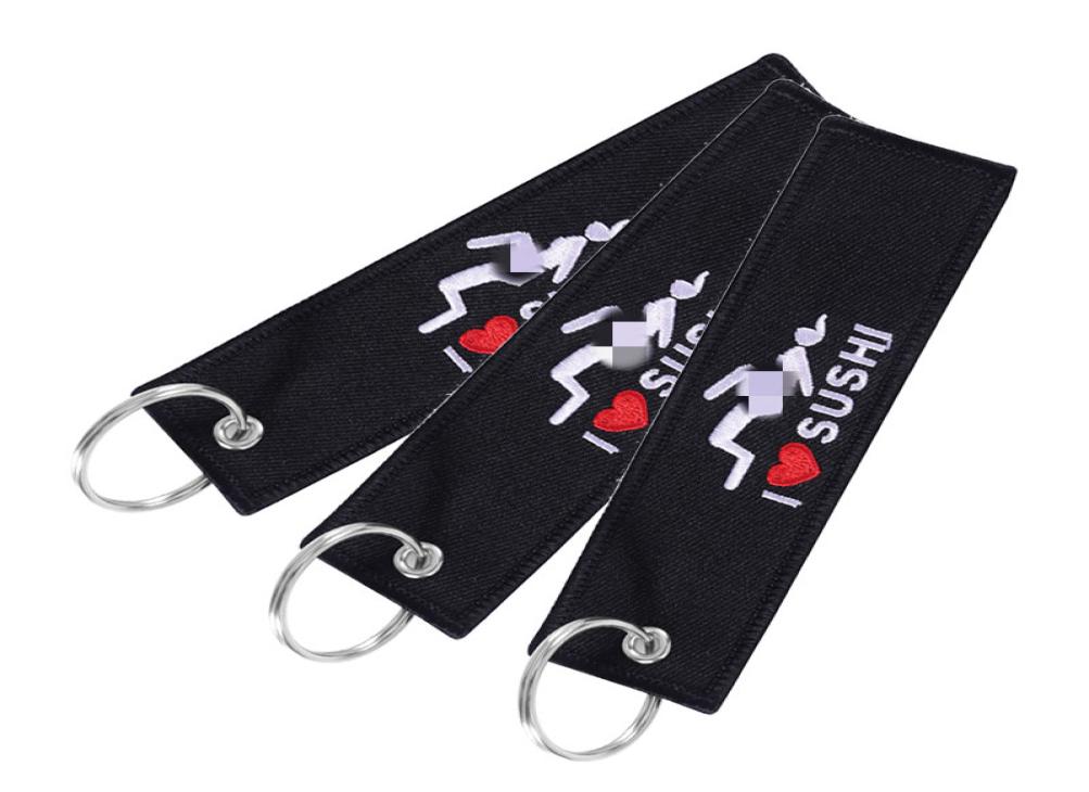 

Funny Keychains Car Keychain Fashion Black Car Key Holder for Motorcycles I LOVE SUSHI Bijoux Keychain Jewelry Chaveiro2321297