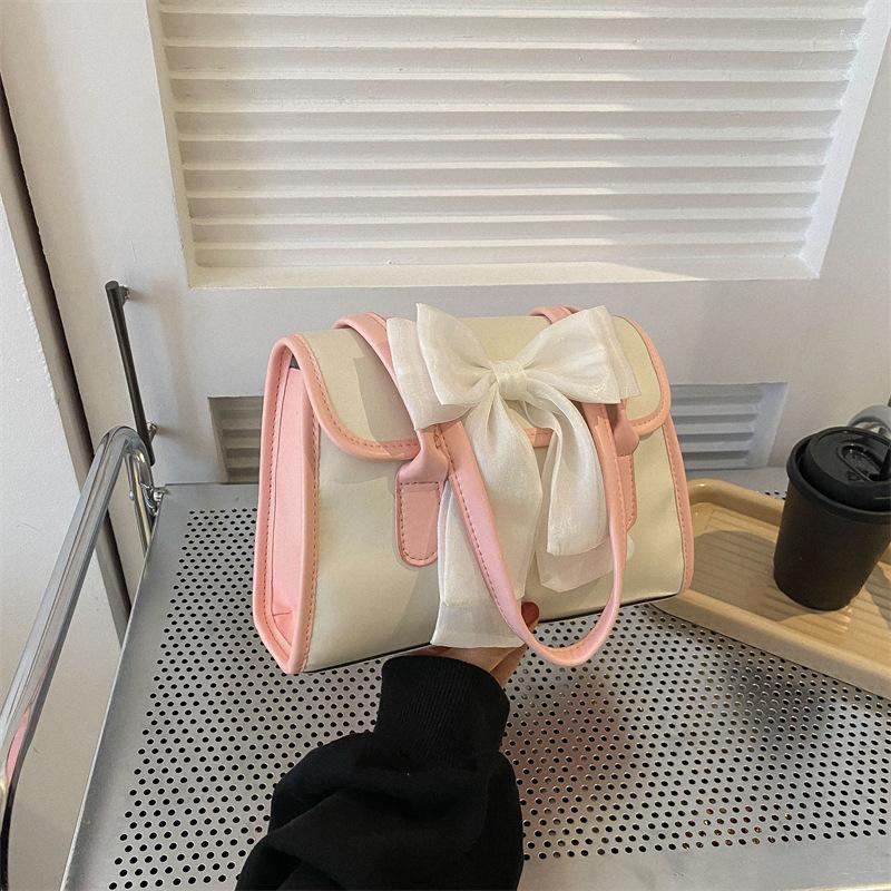 

Evening Bags Pu Leather Shoulder For Women 2023 Korean Bow Tie Woman Tote Bag Fashion Shopper Designer Female Handbags Ladies Hand, Black
