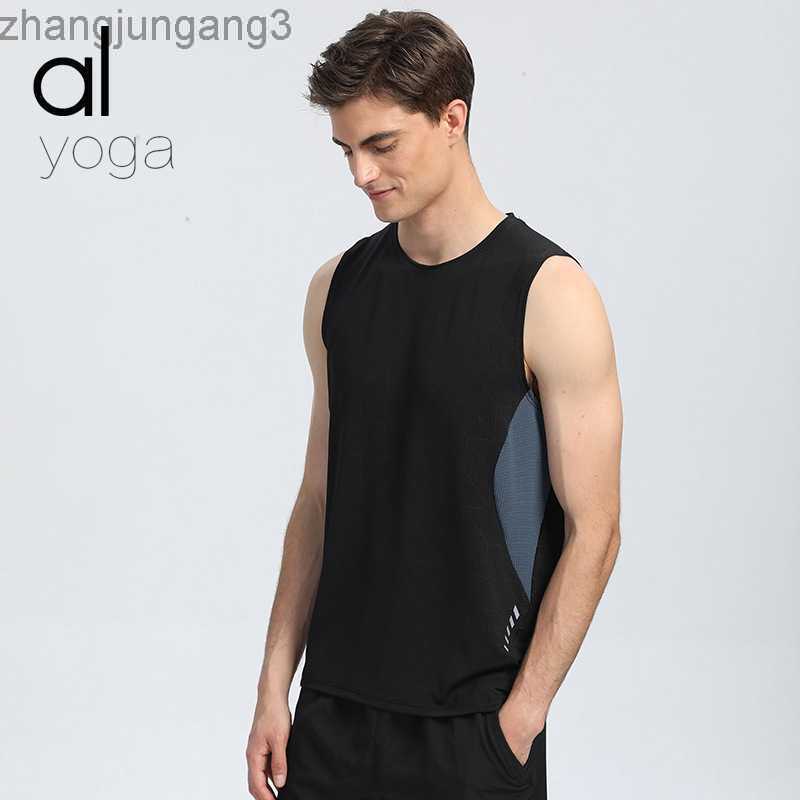 

Desginer Alo Yoga T Shirt water soft silk cotton summer vest men's antibacterial fitness loose solid color outer wear sleeveless bottom, White