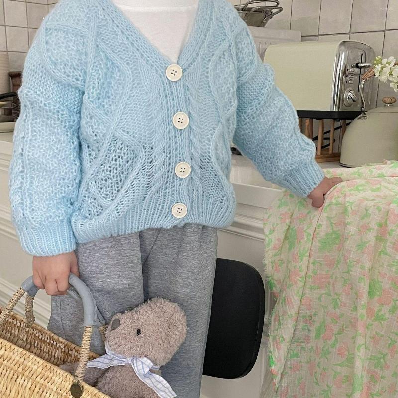 

Jackets Baby Girl Knit Cardigan Kids Vintage Coats Boys Knitwear 2023 Spring Children's Knitted Jacket Toddler Long Sleeve Sweater Tops