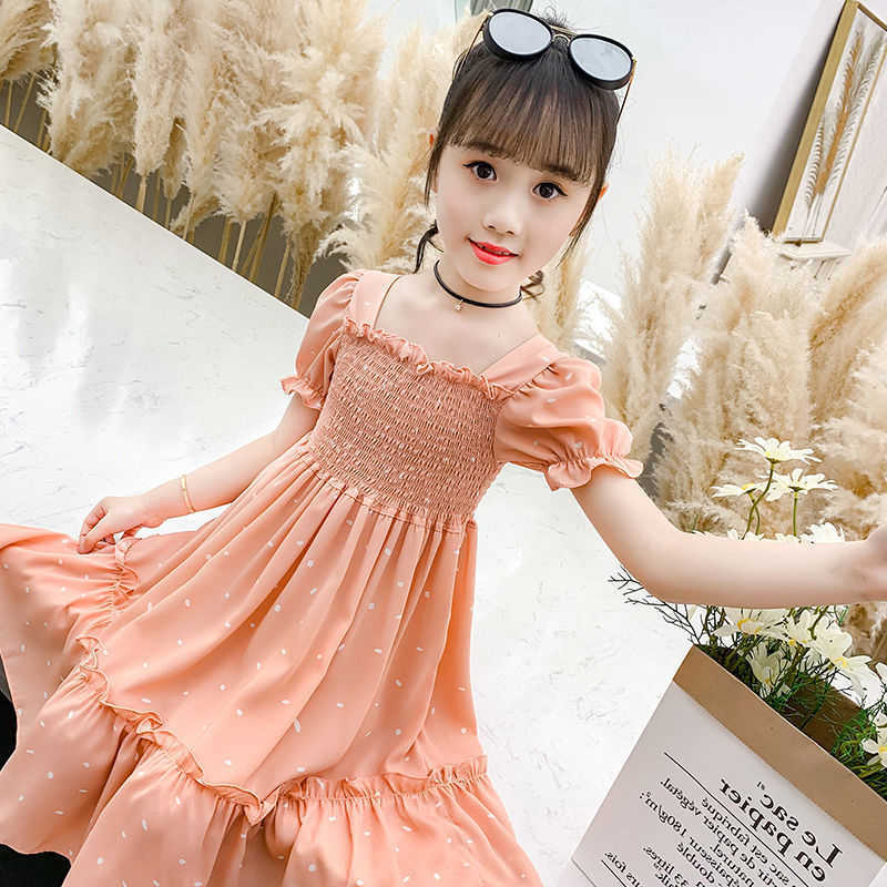 

Girl's Dresses Girls Dress 2 Summer 3 New Children's Clothing Dress Sweet Lovely Chiffon Princess Tight Waist Dresses 7 Year Kids Clothes Party AA230531, Pink