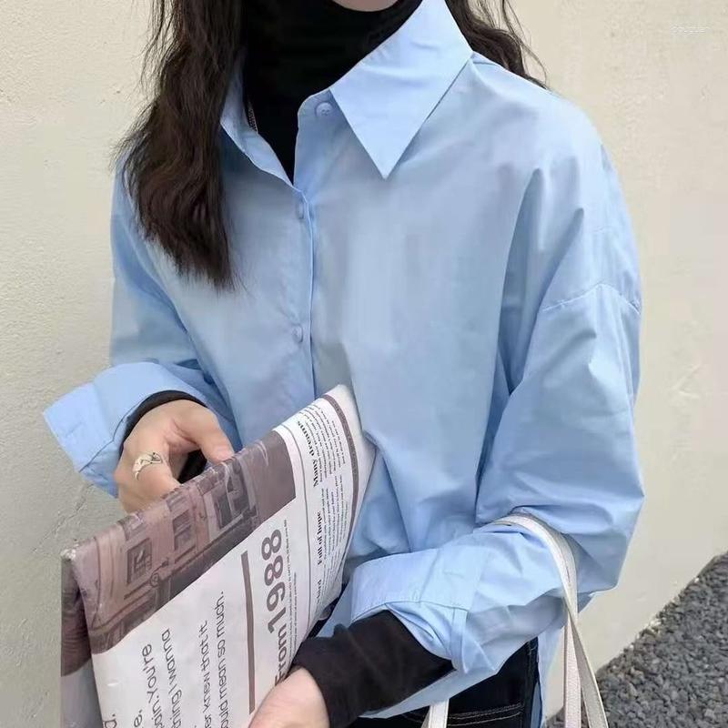 

Women's Blouses Autumn Turn Down Collar Cotton Shirt Casual Fashion Long Sleeve Shirts Women Button Female Tops Blusas 17854, Orange